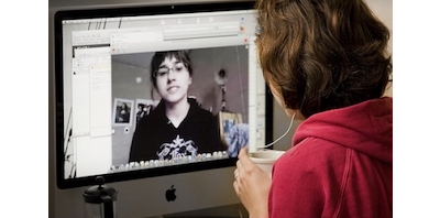 young girl on a video call