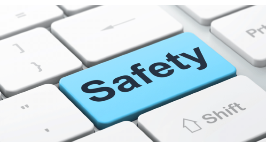 Online safety button reflecting the need to be safe when providing digital skills support remotely